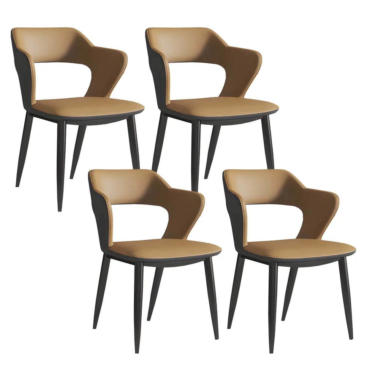 Contemporary Upholstered Open Back Dining Chair with Arms