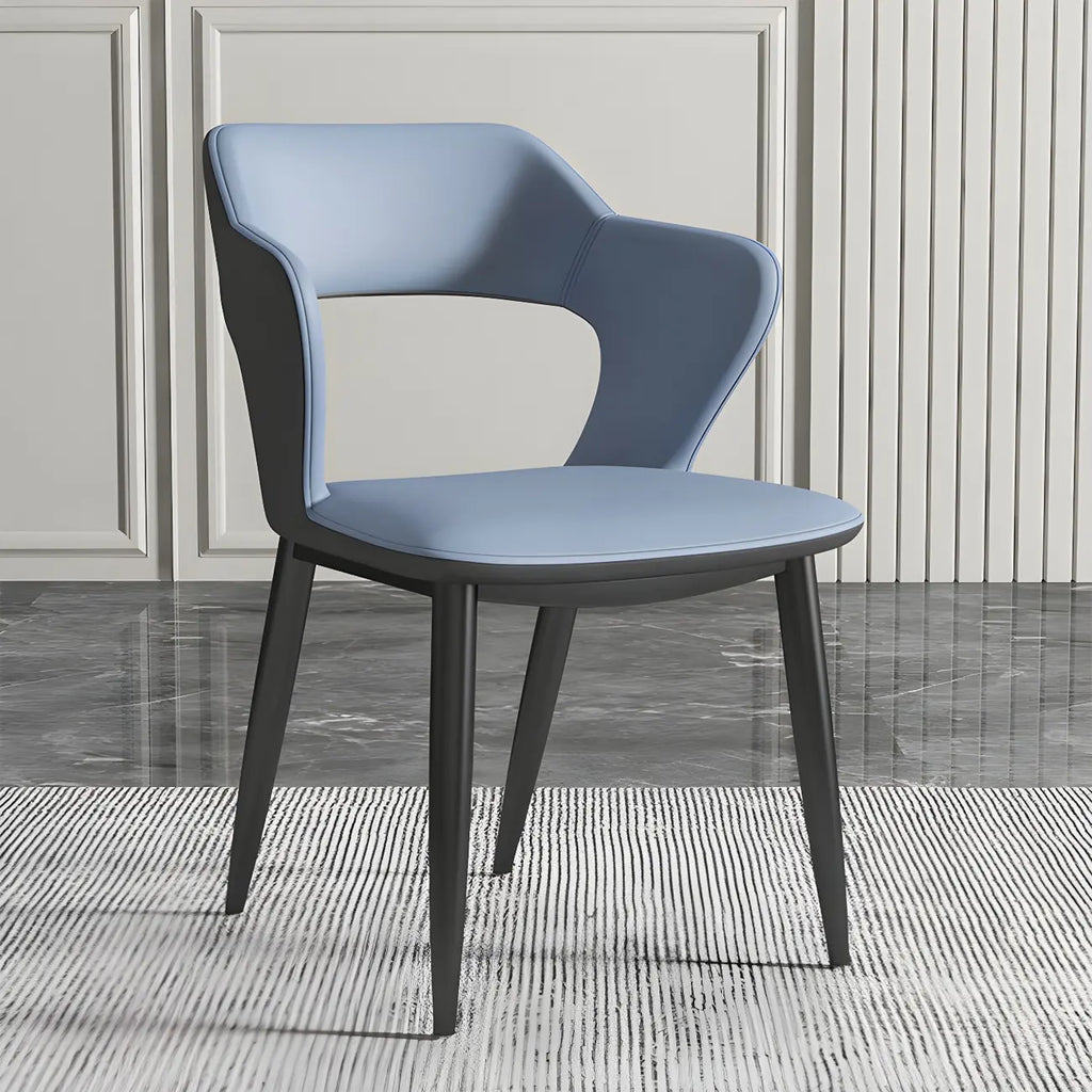 Contemporary Upholstered Open Back Dining Chair with Arms