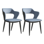Contemporary Upholstered Open Back Dining Chair with Arms