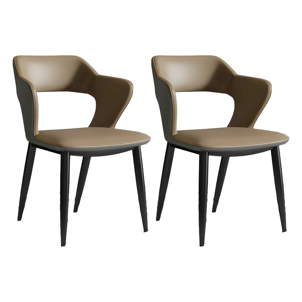 Contemporary Upholstered Open Back Dining Chair with Arms
