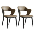 Contemporary Upholstered Open Back Dining Chair with Arms