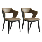 Contemporary Upholstered Open Back Dining Chair with Arms