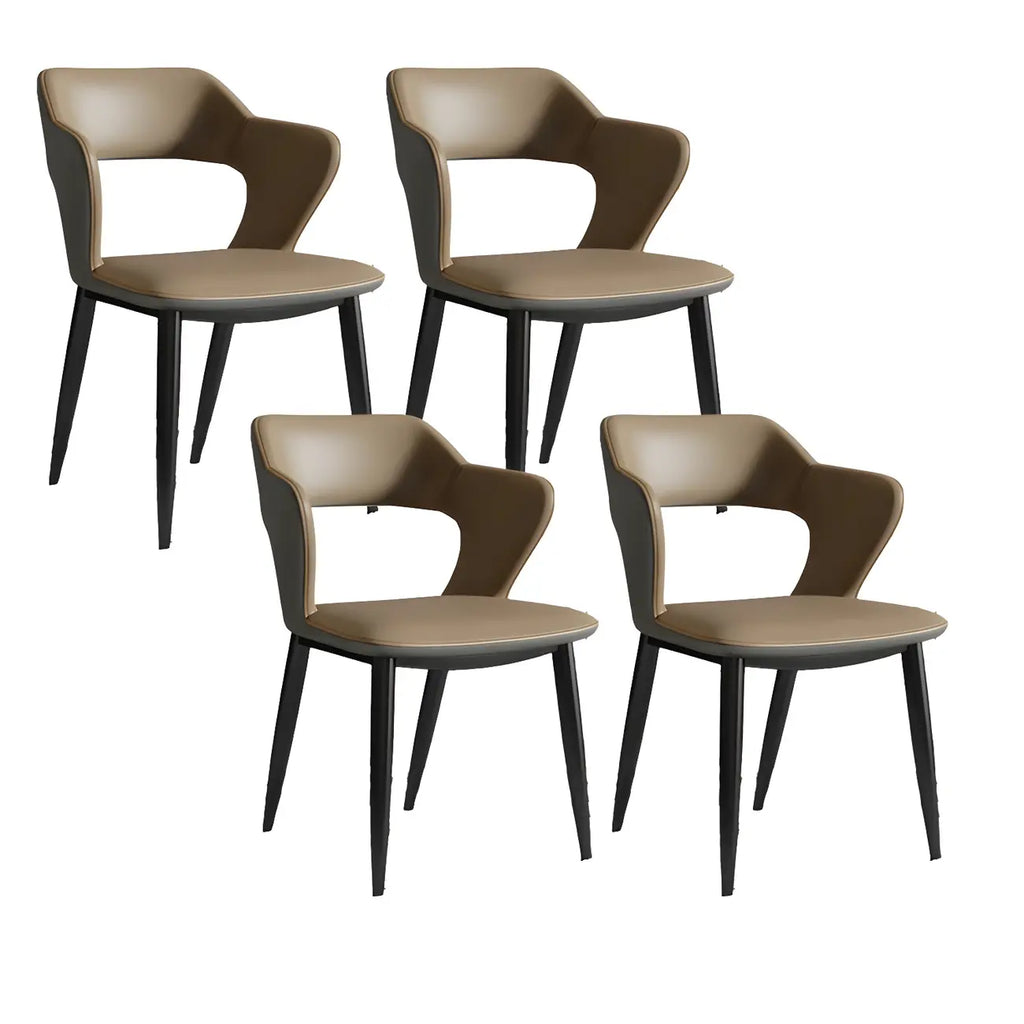 Contemporary Upholstered Open Back Dining Chair with Arms
