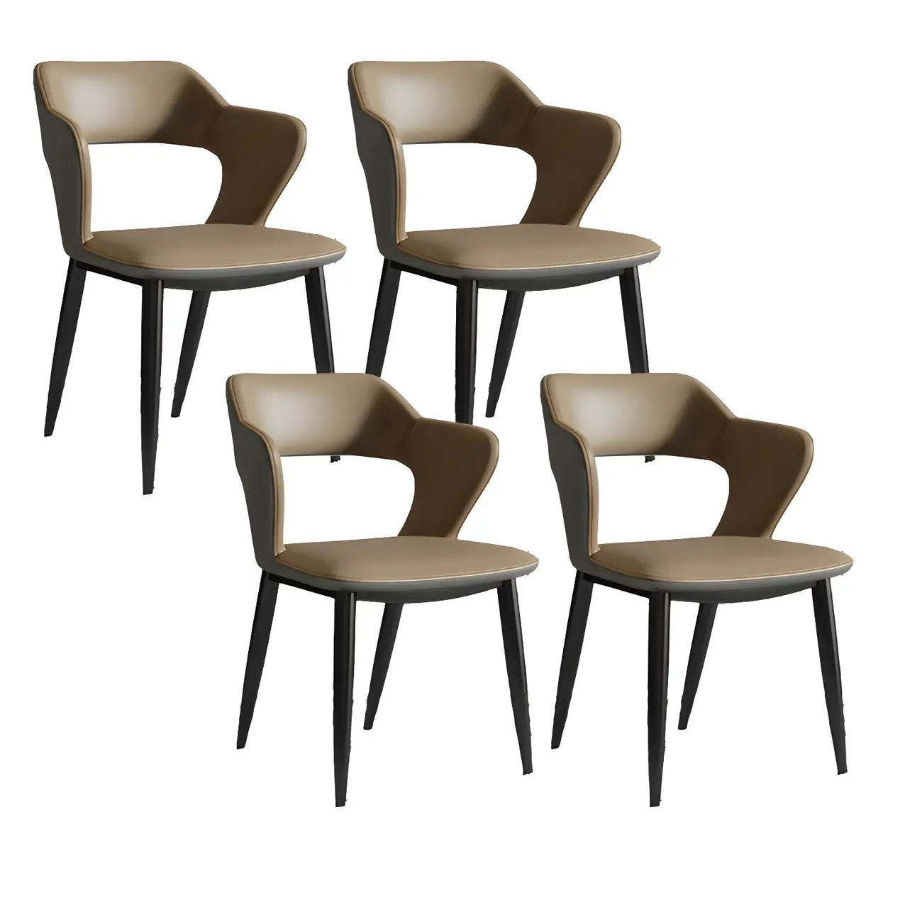 Contemporary Upholstered Open Back Dining Chair with Arms