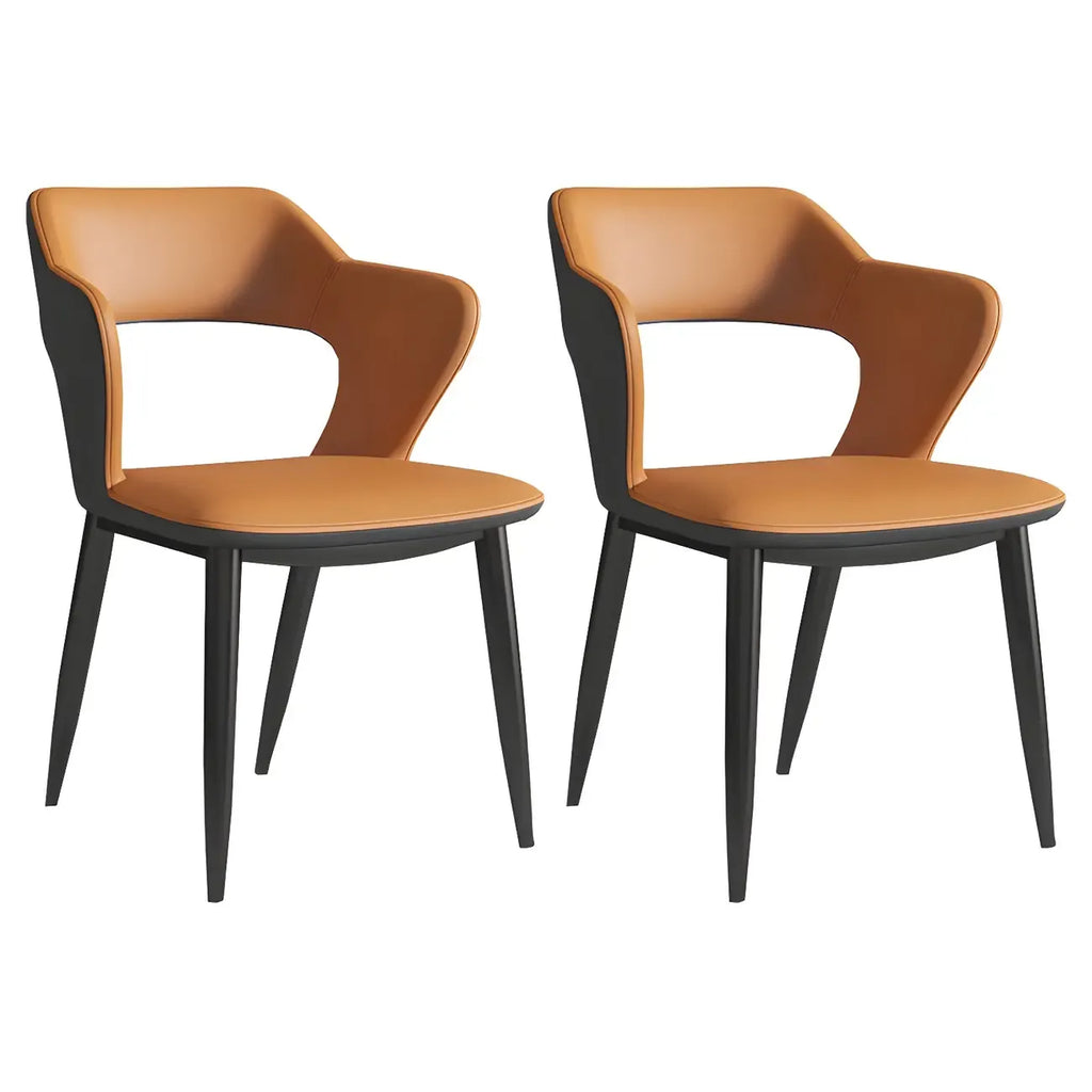 Contemporary Upholstered Open Back Dining Chair with Arms