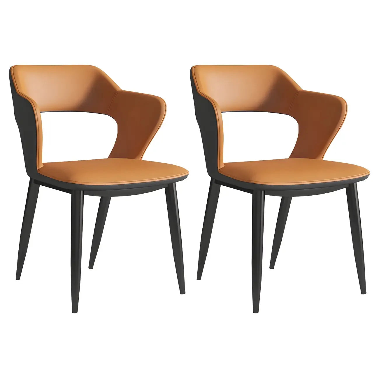 Contemporary Upholstered Open Back Dining Chair with Arms