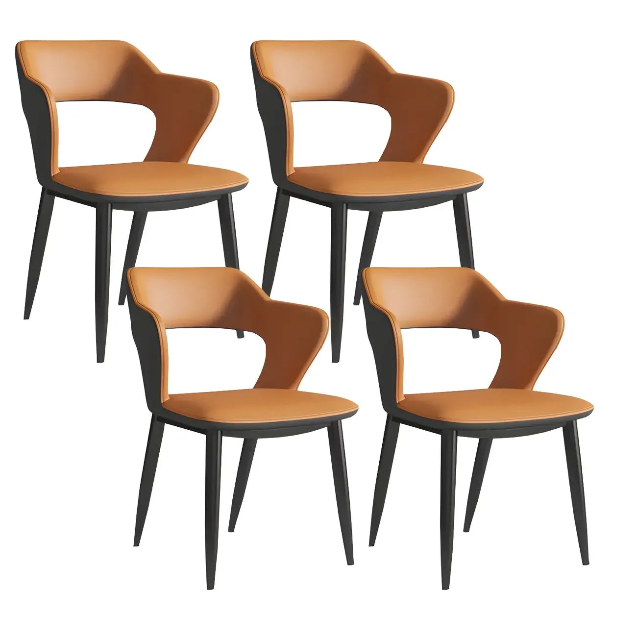 Contemporary Upholstered Open Back Dining Chair with Arms