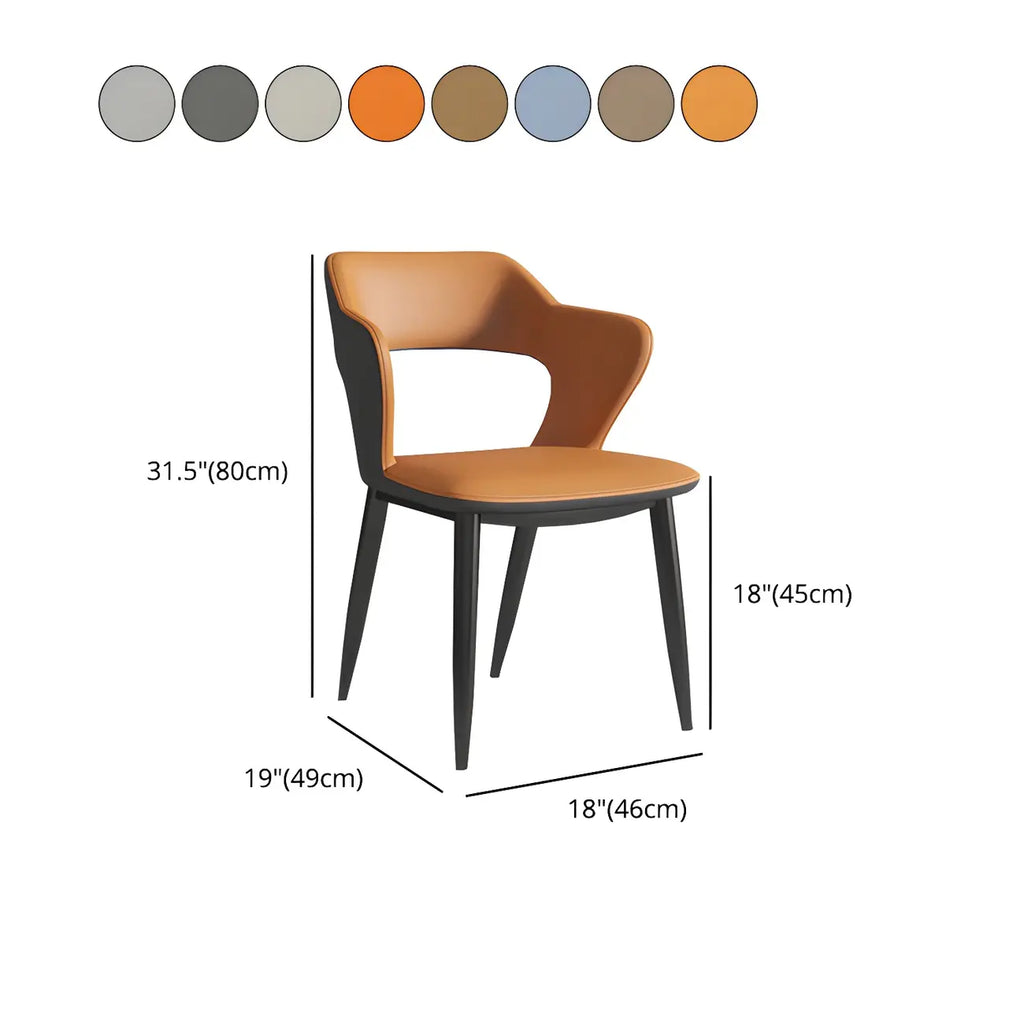 Contemporary Upholstered Open Back Dining Chair with Arms