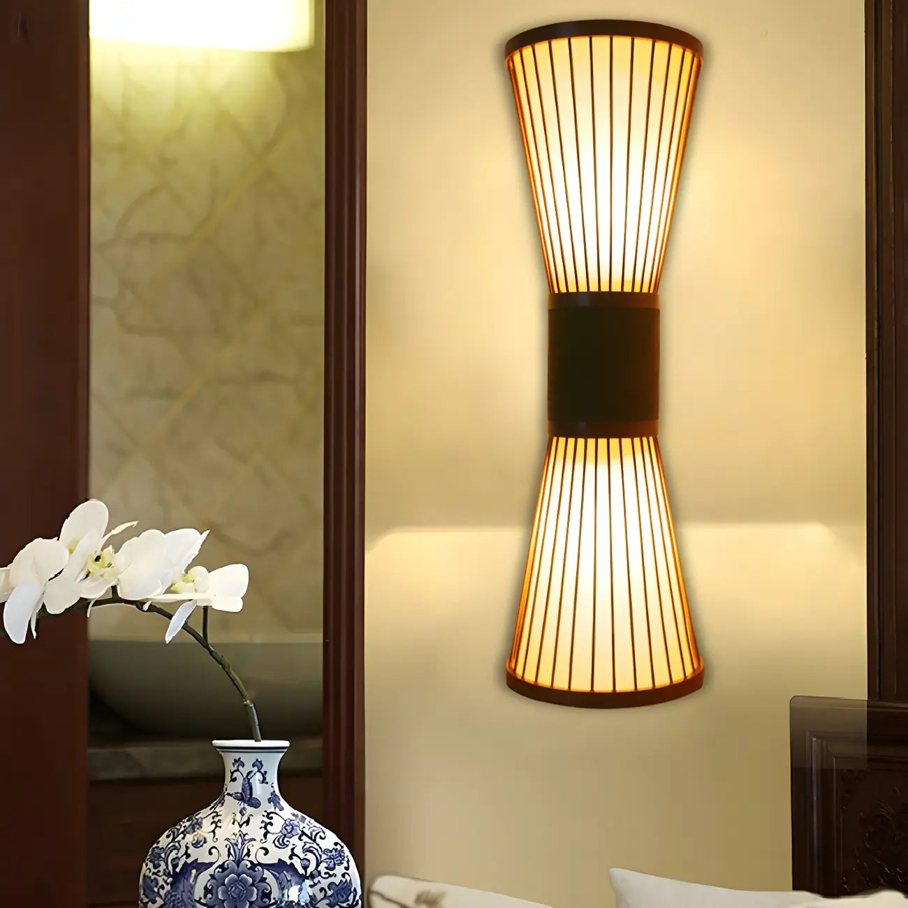 Brown Bamboo LED 23.5 Outdoor Wall Sconce in 2-Light