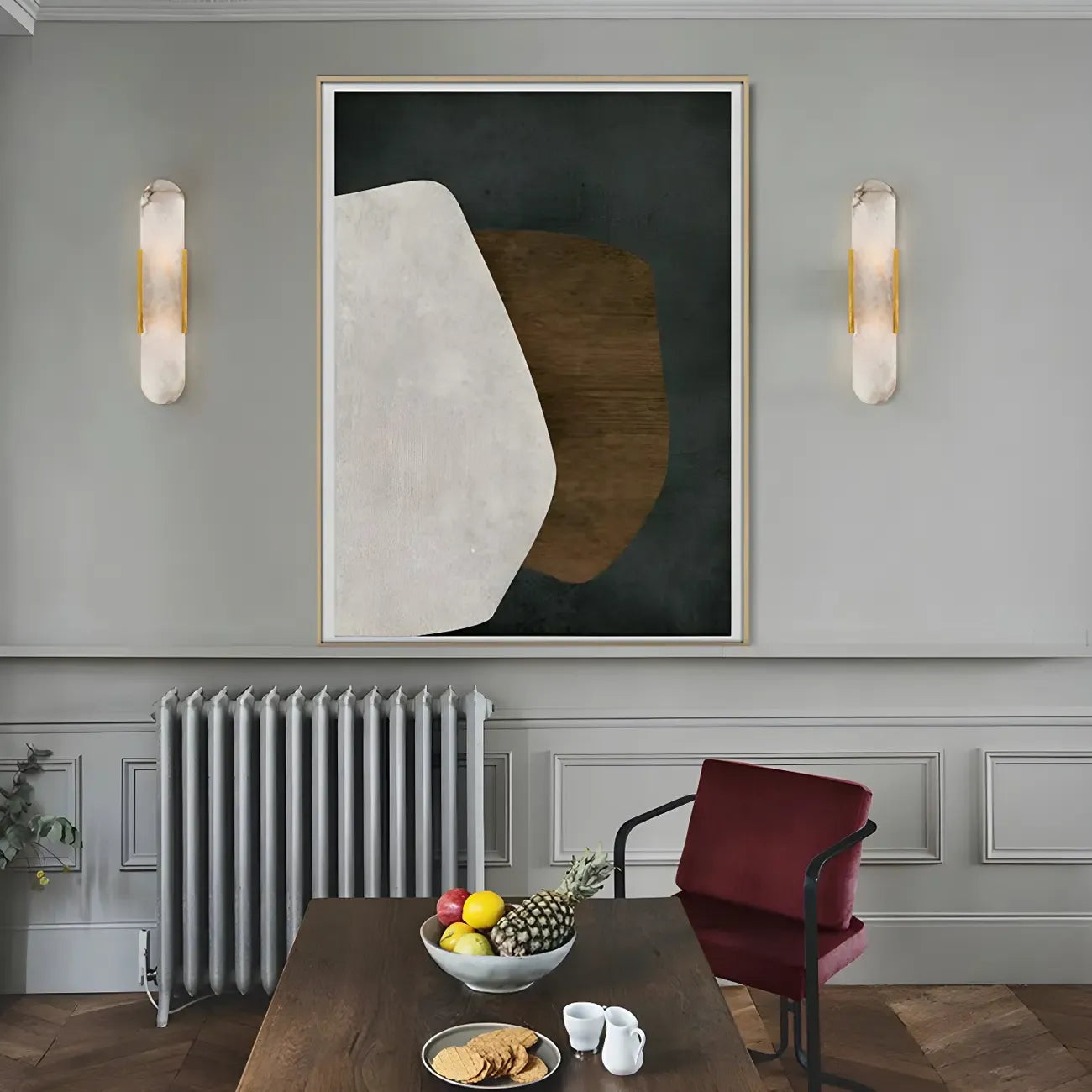 Decorative Alabaster Shade Glow 2-Light Oval Wall Sconce Light