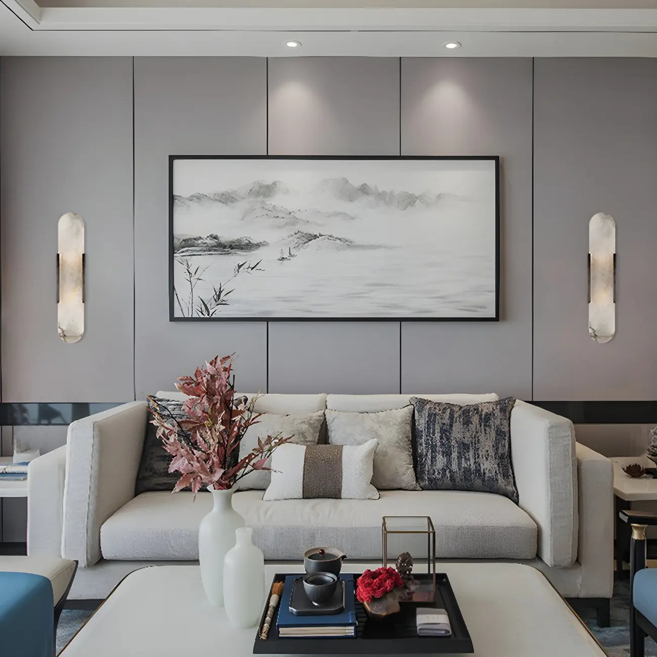 Decorative Alabaster Shade Glow 2-Light Oval Wall Sconce Light