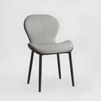 Art Deco Curved Back Leather Dining Chair Solid Back