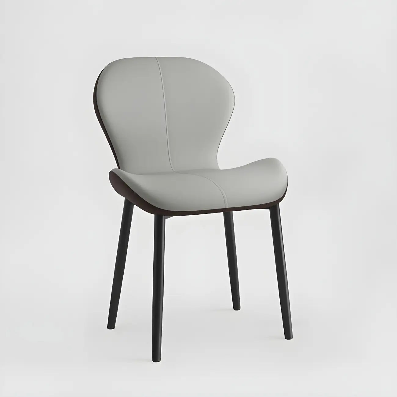 Art Deco Curved Back Leather Dining Chair Solid Back