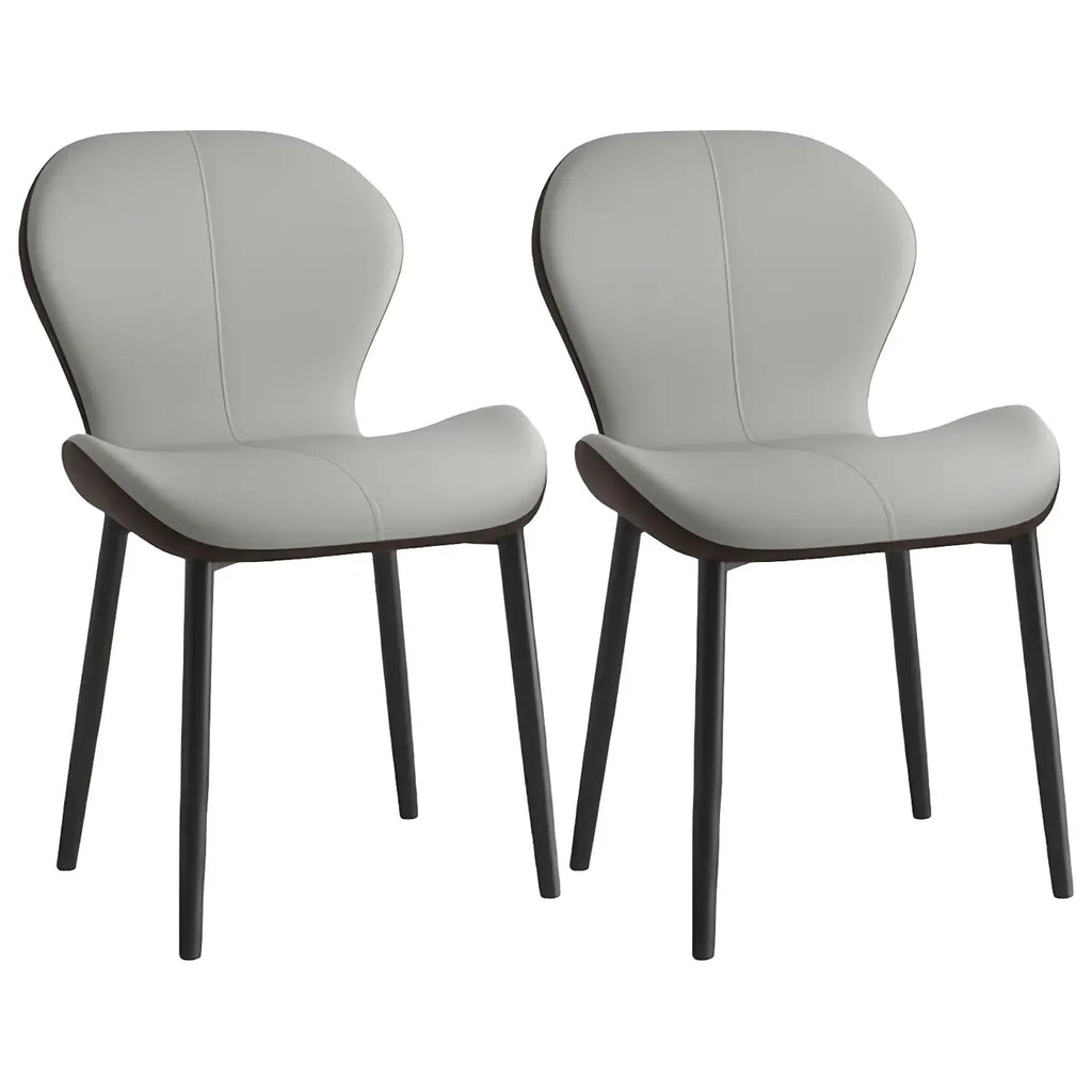 Art Deco Curved Back Leather Dining Chair Solid Back