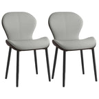 Art Deco Curved Back Leather Dining Chair Solid Back