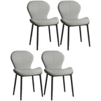 Art Deco Curved Back Leather Dining Chair Solid Back