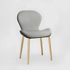 Art Deco Curved Back Leather Dining Chair Solid Back