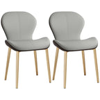 Art Deco Curved Back Leather Dining Chair Solid Back