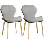 Art Deco Curved Back Leather Dining Chair Solid Back