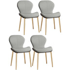 Art Deco Curved Back Leather Dining Chair Solid Back