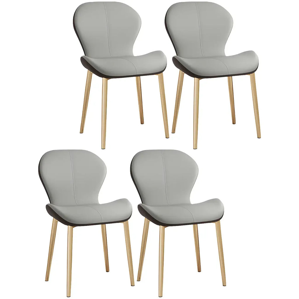 Art Deco Curved Back Leather Dining Chair Solid Back