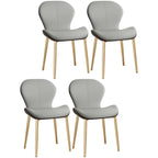 Art Deco Curved Back Leather Dining Chair Solid Back