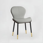 Art Deco Curved Back Leather Dining Chair Solid Back
