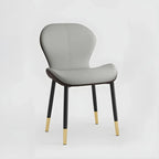 Art Deco Curved Back Leather Dining Chair Solid Back