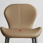Art Deco Curved Back Leather Dining Chair Solid Back
