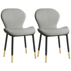 Art Deco Curved Back Leather Dining Chair Solid Back