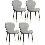 Art Deco Curved Back Leather Dining Chair Solid Back