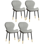 Art Deco Curved Back Leather Dining Chair Solid Back