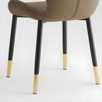 Art Deco Curved Back Leather Dining Chair Solid Back