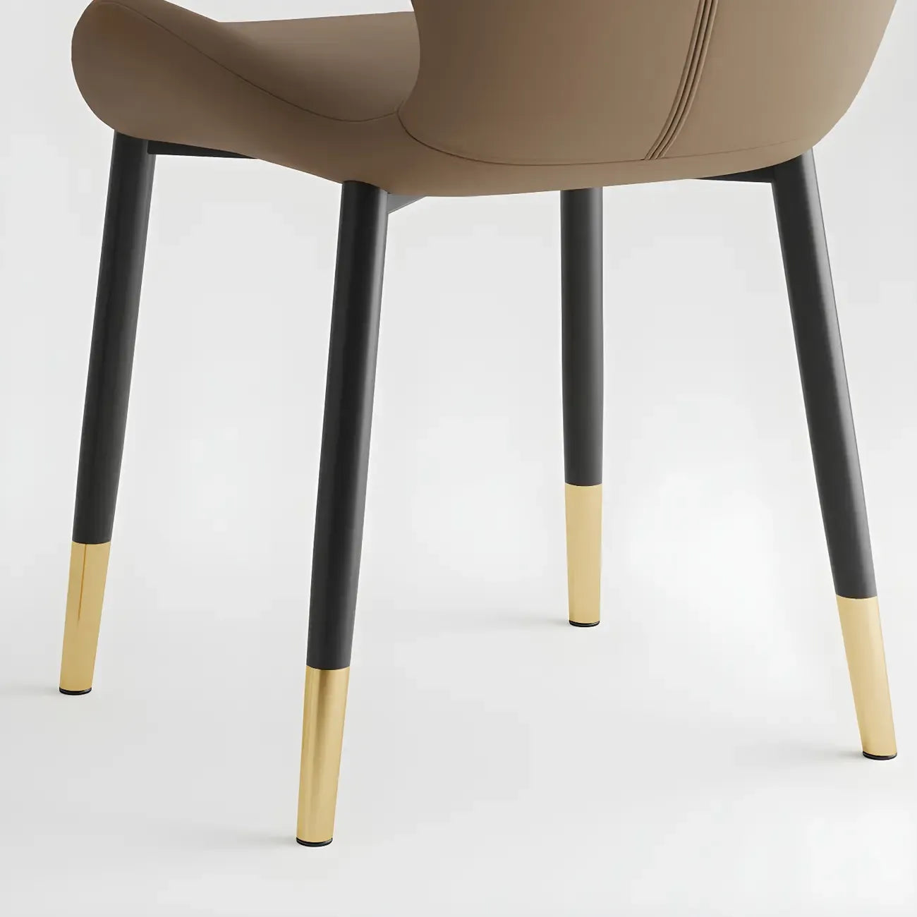 Art Deco Curved Back Leather Dining Chair Solid Back