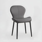 Art Deco Curved Back Leather Dining Chair Solid Back
