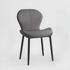 Art Deco Curved Back Leather Dining Chair Solid Back