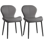 Art Deco Curved Back Leather Dining Chair Solid Back