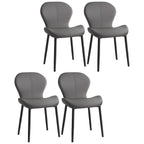 Art Deco Curved Back Leather Dining Chair Solid Back
