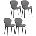 Art Deco Curved Back Leather Dining Chair Solid Back