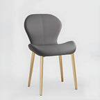 Art Deco Curved Back Leather Dining Chair Solid Back