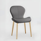 Art Deco Curved Back Leather Dining Chair Solid Back