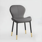 Art Deco Curved Back Leather Dining Chair Solid Back
