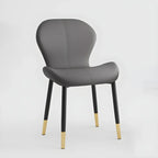 Art Deco Curved Back Leather Dining Chair Solid Back