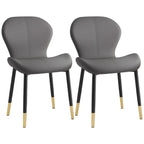 Art Deco Curved Back Leather Dining Chair Solid Back