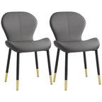 Art Deco Curved Back Leather Dining Chair Solid Back