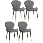 Art Deco Curved Back Leather Dining Chair Solid Back