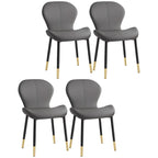 Art Deco Curved Back Leather Dining Chair Solid Back