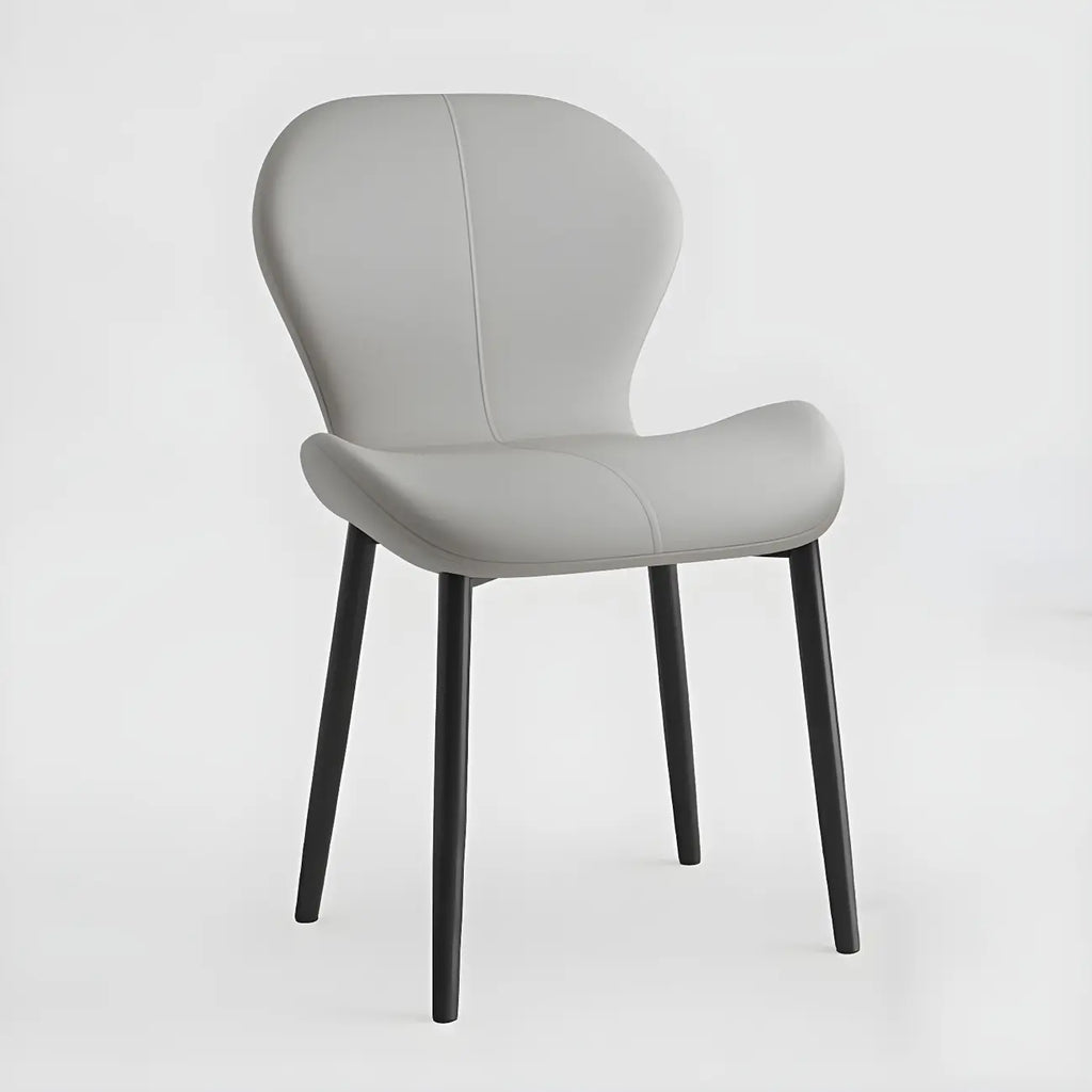 Art Deco Curved Back Leather Dining Chair Solid Back