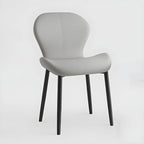 Art Deco Curved Back Leather Dining Chair Solid Back