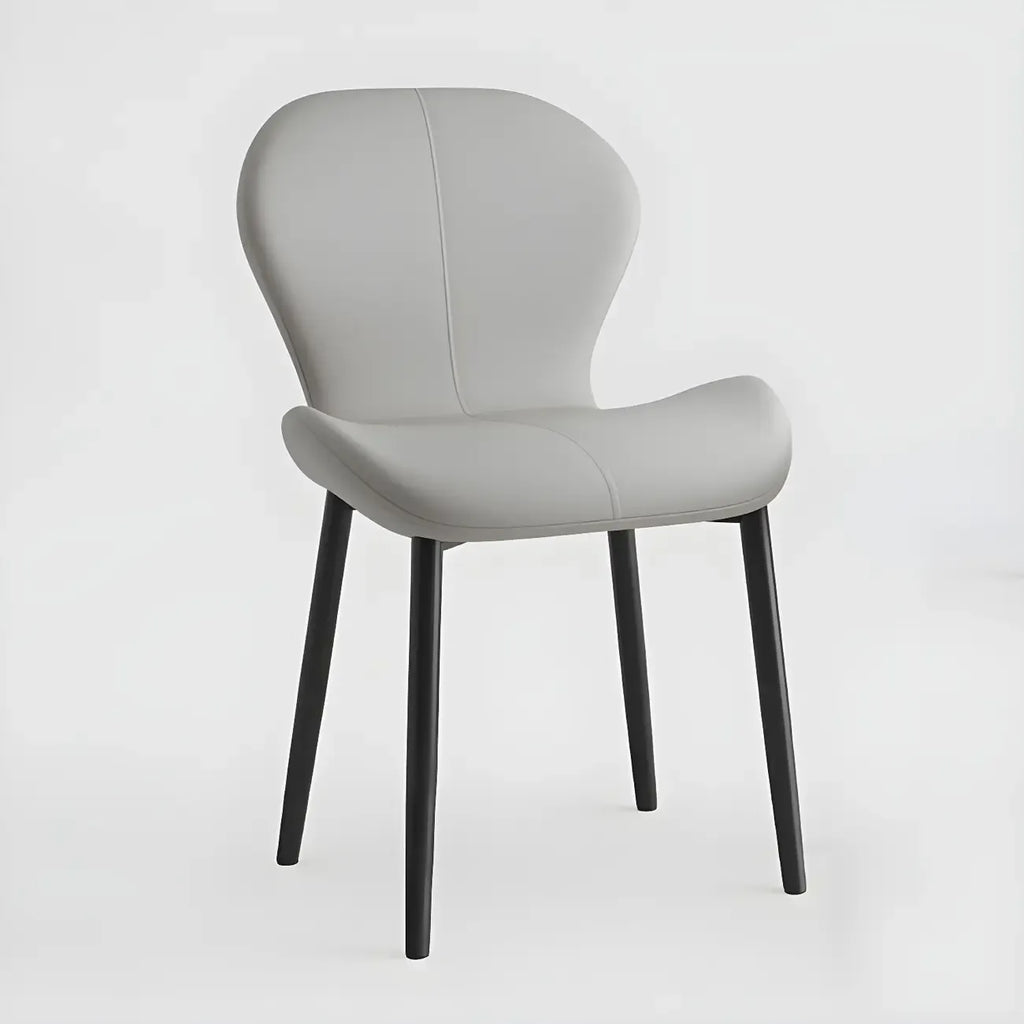 Art Deco Curved Back Leather Dining Chair Solid Back